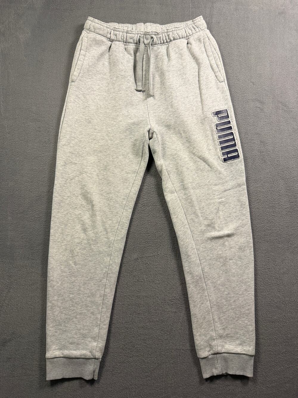 Puma Boys Size Large 14-16 Gray Sweatpants Joggers Graphic Logo Drawstring